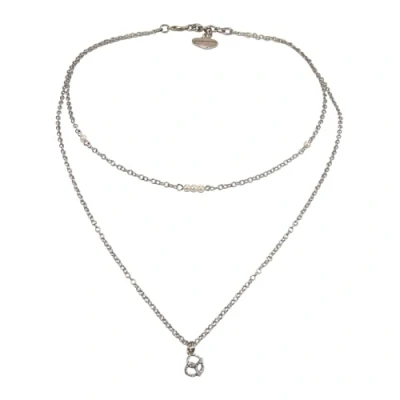 Abbildung von Alpenflüstern Trachten Metallhalskette Breze zweireihig Damen Trachtenschmuck Dirndlkette (silber farben) DHK335