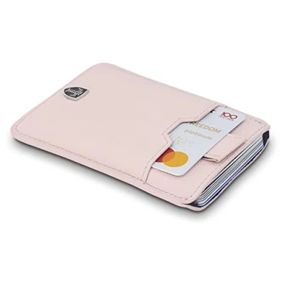 Abbildung von TRAVANDO Slim Portemonnaie Dallas bis zu 12 Karten TÜV geprüft RFID Schutz Kleiner Geldbeutel Kartenetui Kreditkartenetui Zugband Geschenk für Männer Designed in Germany (Rosa)