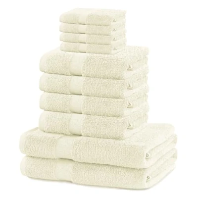 Abbildung von DecoKing 10er Set Baumwolle Qualität 525g/m² 4 Gästehandtücher 30x50 cm Handtücher 50x100 und 2 Badetücher 70x140 Ecru Elfenbein saugfähig Marina