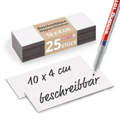 Abbildung von Magstick Magnetstreifen 25 Stk. I 10 x 4 cm beschreibbar zum beschriften wiederverwendbar zuschneidbar abwischbar Magnet etiketten Haftstreifen Magnetkarten für White board Kanban Scrum mag_069