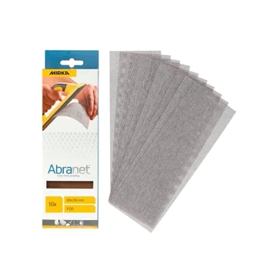 Abbildung von Mirka Abranet® Netz Schleifstreifen (80 x 230 mm), Profi Schleifgitter mit P240 Körnung und Klett, für Handschliff, Schwingschleifer Handschleifblock, 10er Pack