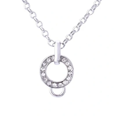 Abbildung von Morella Edelstahl Charms Halskette 70 cm mit weißen Zirkoniasteinen in Samtbeutel