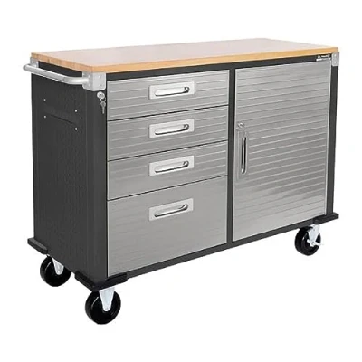 Abbildung von Seville Classics Fahrbare Werkbank mit 4 Schubladen, 121,9 x 50,8 95,2 cm, graphit