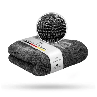 Abbildung von Liquid Elements Auto Trockentuch Premium Black Hole XL 1300 GSM 50 x 80 cm Mikrofasertuch zur Autopflege extrem saugstark, fusselfrei &amp; oberflächenschonend