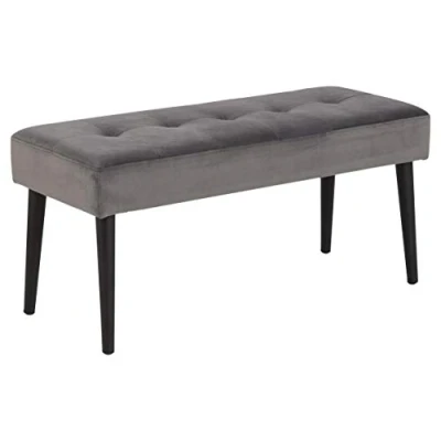 Abbildung von AC Design Furniture Gloria Bank, Sitzbank mit Grauer Samtbezug und Schwarzen Metallbeine, Polsterbank im Moderner Stil, Esszimmermöbel, Flürmöbel, L: 95 x H: 45 W: 38 cm