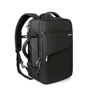 Abbildung von Inateck 40L Handgepäck rucksack Reiserucksack Flugzeug Tasche, Laptop für 15,6 17 Zoll Notebooks, Weekender Kabinenrucksack mit Regenschutz, Schwarz