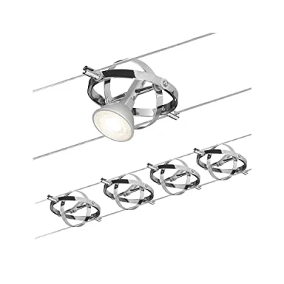 Abbildung von Paulmann 94144 Seilsystem Cardan Set erweiterbar max. 4x10W Chrom matt/Chrom Seilleuchte Hängeleuchte ohne Leuchtmittel