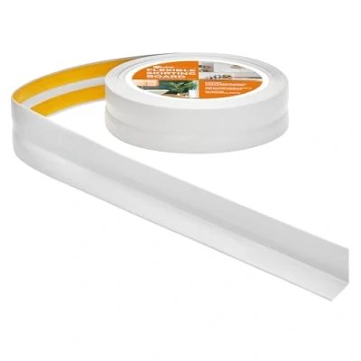 Abbildung von Quest Weichsockelleiste Selbstklebend 30 mm x Knickleiste, Abschlussleiste für Küche, Badezimmer Dichtungsband PVC, Flexibel, Wasserdicht, Dekorativ 10 Meter, Hellgrau