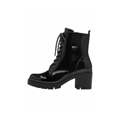 Abbildung von s.Oliver Damen Stiefeletten zum Schnüren mit Blockabsatz Herbst, Schwarz (Black Patent), 39 EU