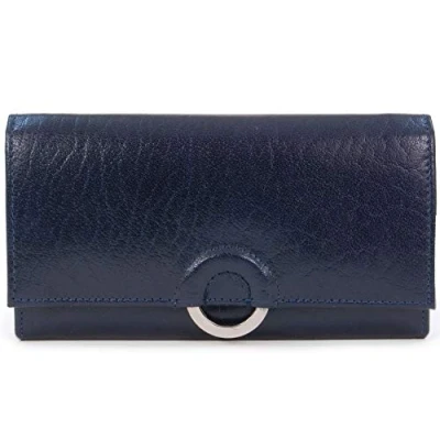 Abbildung von Catwalk Collection Handbags Damen Leder Geldbörse Geldbeutel/Portmonee Groß 8 Kartenfächer und Münzfach RFID Schutz Odette Blau