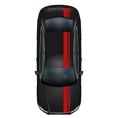 Abbildung von Finest Folia Rennstreifen Racing Stripes 5mx15cm und 10mx5cm Rallystreifen Viperstreifen für Fahrzeuge Auto Kfz Zubehör Tuning Streifen Motorhaube Dach Heck (Karminrot)