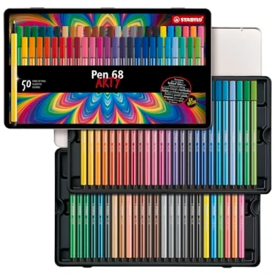 Abbildung von Premium Filzstift STABILO Pen 68 ARTY 50er Metalletui mit 46 verschiedenen Farben