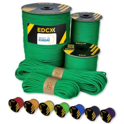 Abbildung von EdcX Paracord 4 mm, 35+ Volltonfarben (10 m, 15 30 50 100 300 m) Ideal zum Basteln, Camping, Outdoor 100% Nylonseil mm Taktische Schnur 550 Typ III (Green, 10