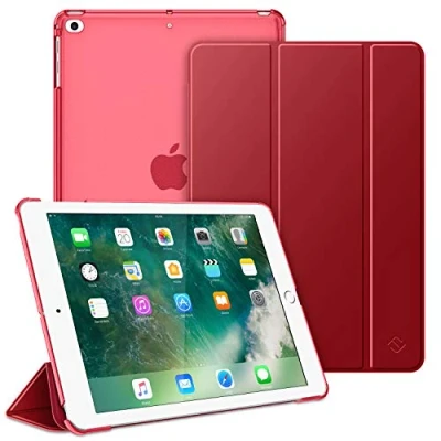Abbildung von Fintie Hülle für iPad 9.7 Zoll 2018/2017 Ultradünn Schutzhülle mit transparenter Rückseite Abdeckung Cover Auto Schlaf/Wach 9.7&quot; 6. Generation / 5. Generation, Rot