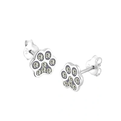 Abbildung von Elli Ohrringe Damen Ohrstecker Tierpfote Motiv mit Kristallen in 925 Sterling Silber