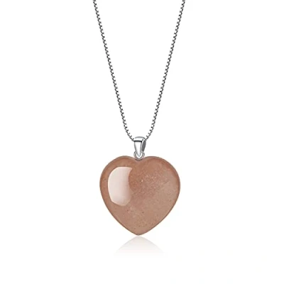 Abbildung von COAI Geschenkideen Damen 925 Sterling Silber Glückskette mit Herz Anhänger Liebe aus Sonnenstein Edelstein Kette