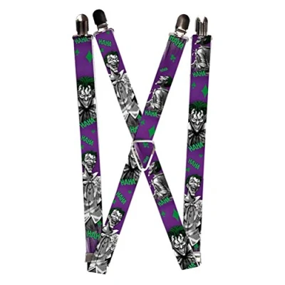 Abbildung von Buckle Down unisex erwachsene Suspenders Joker Laughing Poses Haha Purple/green/black/wh Hosenträger mehrfarbig
