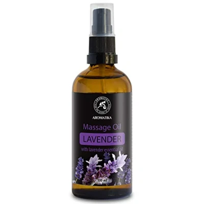 Abbildung von Lavendel Massageöl 100ml Rein und Natürlich Massageöle zum Stressabbau Guter Schlaf Entspannung Schönheit Wohlbefinden Haut Glasflasche Ölmassage