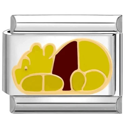 Abbildung von Quiges 9mm Italian Style Charm Modul Edelstahl Winnie Bär für Italienische Armbänder