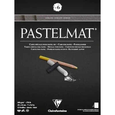 Abbildung von Clairefontaine 96003C Zeichenblock Pastelmat (kopfseitig geleimt, 12 Blatt, 18 x 24 cm, 360 g, mit 4 transparenten Trennblättern, Spezielkarton ideal fur Pastell und Kreide) anthrazit