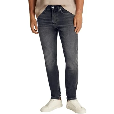 Abbildung von Calvin Klein Herren Jeans Hose Slim Taper mit Stretch, Schwarz (Denim Black), 32W/32L