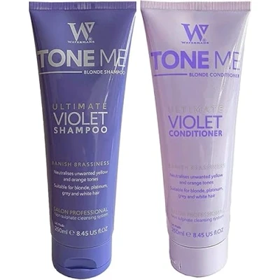 Abbildung von Purple Shampoo &amp; Conditioner Set mit kostenloser Make up Tasche, Watermans Life is Better in Blonde Entfernt schnell Gelbtöne für blondes, platinfarbenes, weißes oder graues Haar