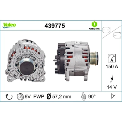 Abbildung von VALEO 439775 Lichtmaschine 14V 150A AUDI: A5 B8 Coupe, A4 Avant, Saloon
