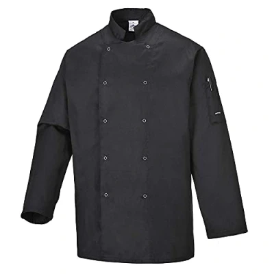 Abbildung von Portwest Suffolk Kochjacke, Größe: XL, Farbe: Schwarz, C833BKRXL
