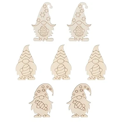 Abbildung von Ideen mit Herz Holz Wichtel Ostern, verschiedene Designs, 10cm hoch, 2,5mm stark, 7 Stück