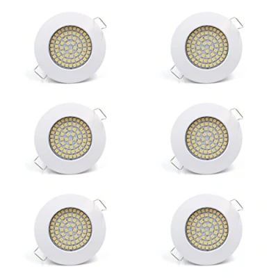 Abbildung von vislux LED Einbaustrahler 230V 58mm 70mm Einbauspots Badezimmer Energiesparende warmweiße Einbauleuchten 3,5W 330lm 3000K (6er Set) (Weiß)