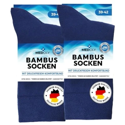 Abbildung von MEDOLY Bambus Socken (6 Paar) ohne Gummibund, gegen Schweißfüße, mit 72% Viskose Herren &amp; Damen