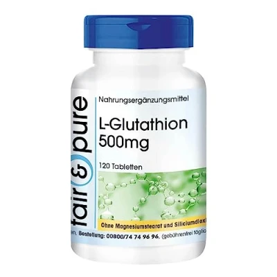 Abbildung von Fair &amp; Pure® L Glutathion 500mg 120 Tabletten reduziert hochdosiert vegan ohne Magnesiumstearat