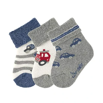Abbildung von Sterntaler Baby Jungen Socken söckchen 3er pack Fahrz, Silber (Silber Mel. 542), 16 (Herstellergröße: 16)