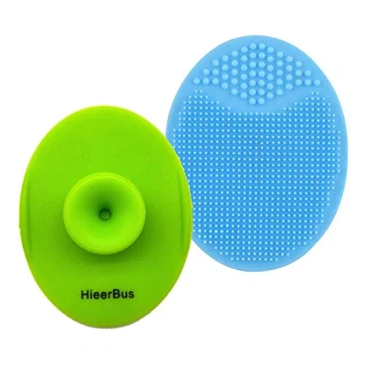 Abbildung von HieerBus Gesichtsreinigungsbürste, weiches Silikon Gesicht Scrubber, für Massage Porereinigung Mitesserentfernungsschicht Tief Scrubbing alle Arten von Skin (2ed Fruit Green + Light Blue)