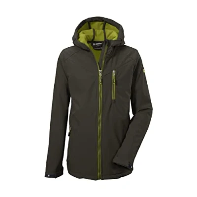 Abbildung von Killtec Jungen Soft Shell Jacke Softshell mit Kapuze Boys Softshelljacke wasserabweisend 00749 grünanthrazit 140
