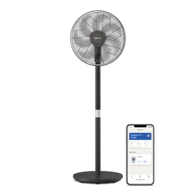 Abbildung von PHILIPS Smart Standventilator Serie 3000. Starke &amp; extrem leise SilentWings Technologie. 19 dB. 2 in 1 Tisch Standventilator. Neig drehbar. App Steuerung. 12 St. Timer. Schwarz (CX3550/01)