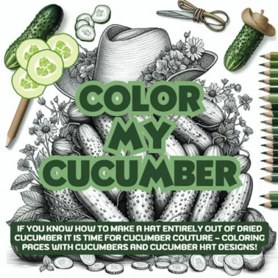 Abbildung von Color My Cucumber: If You Know How to Make a Hat Entirely Out of Dried Cucumber it is Time for Couture Coloring Pages with Cucumbers and Designs!