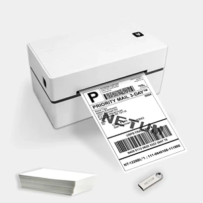 Abbildung von NETUM NT LP110F Thermoetikettendrucker, mit 150 mm/s Thermodrucker, 4 x 6 Thermischer drucker Barcode Druck möglich kompatibel UPS, FedEx, Amazon, Ebay usw USB für Ihren PC/Mac