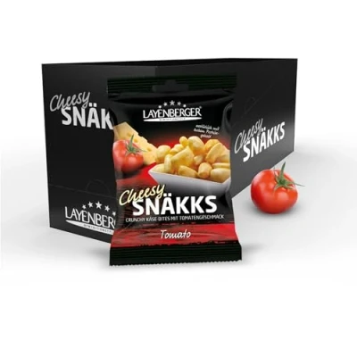 Abbildung von Layenberger Cheesy Snäkks Käse Snack, viel Eiweiß und wenig Kohlenhydrate, 10er Pack (10 x 35 g) Tomato