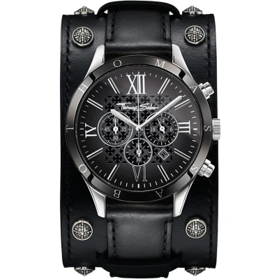 Abbildung von Thomas Sabo Herren Armbanduhr Rebel Icon Analog Quarz Schwarz Leder WA0140 218 203 43 MM