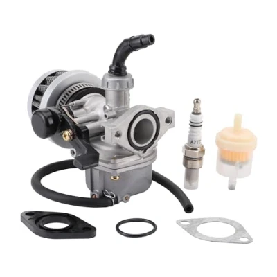 Abbildung von GOOFIT Vergaser 19 PZ19 Motorrad mit Luftfilter 35 mm Zündkerzen Ersatz für 2 Takt 50 cc 70 90 110 125 Pitbike ATV Quad Moped Scooter Go Kart Silber