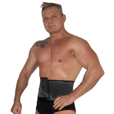Abbildung von BODYPERFECT Postpartale Bauchband nach der Operation Unisex Linderung von Rückenschmerzen Rückenstütze des Bauchbandbinders Einstellbare Verschlusshöhe 16 cm (Schwarz, S)