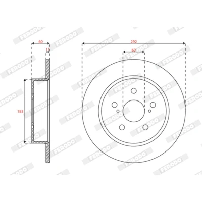 Abbildung von FERODO Bremsscheibe TOYOTA: C HR 292mm 11mm 5 14.6 voll beschichtet DDF3112C 42431F4020 Bremsscheiben, Scheibenbremsen