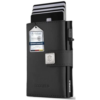 Abbildung von SF SCOFIELD Trinity Slim Wallet mit Münzfach I Premium Kreditkartenetui Herren für 10 12 Karten RFID Schutz Wallets for Men Smart Kartenetui