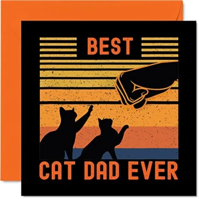 Abbildung von Vatertagskarten für Vater von der Katze Best Cat Dad Ever Geburtstagskarte lustige Katzen Geschenke 145 mm Witz Happy Father&#039;s Day Grußkarten Geschenk Papa