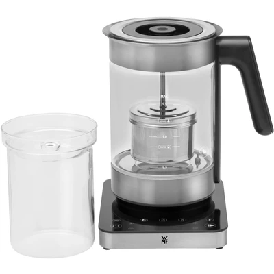 Abbildung von WMF Lumero 3in1 Glas Wasserkocher 1,6 l, 360 Grad Ausgießfunktion, Edelstahl, Teekocher, Babynahrung Erwärmer, Multierhitzer, Joghurtbereiter, Temperatureinstellung, edelstahl matt