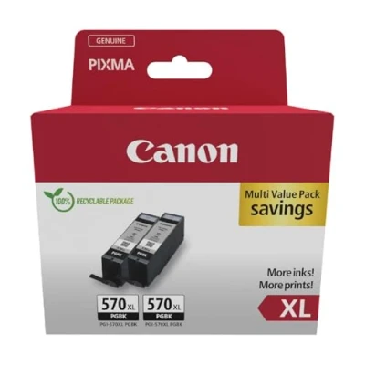Abbildung von Canon PGI 570 XL Twin Vorteilspack 2 Tintenpatronen größere Reichweite (2X Schwarz XL) Original [Umweltfreundliche Recycle Kartonverpackung 2024 mit Diebstahl Sicherungsetikett]