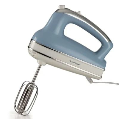 Abbildung von Ariete 1548 Handmixer Vintage, 450 W, 5 Geschwindigkeiten, Turbo Funktion, 2 Schneebesen, hellblau