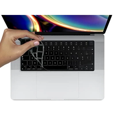 Abbildung von MyGadget Tastaturschutz AZERTY für Apple MacBook Pro 14 &amp; 16 Zoll [ ab 2021 M1] Air 13&quot; 2022 A2681 M2] 15 2023 A2941] Folie französische Tastatur Keyboard Cover Schwarz