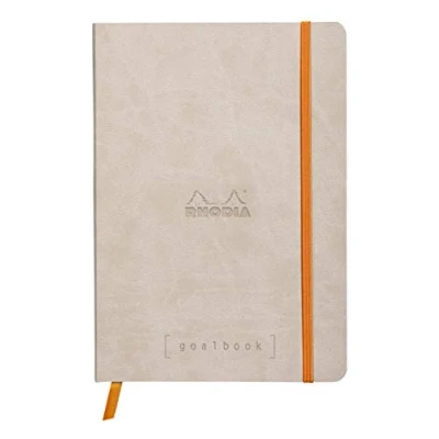 Abbildung von Rhodia 117745C Notizheft Goalbook (DIN A5, 14,8 x 21 cm, Dot, praktisch und trendige, mit weichem Deckel, 90g, elfenbeinfarbigem Papier, 120 Blatt, Gummizug, Lesezeichen) 1 Stück, Beige